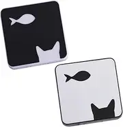 [PERSELOSO] Cute Cat Fish Pattern Lense Case 2pcs Lenses Storage Container Mirror for Women Travel Accessory