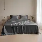 Linenwalas King Size Sheets Set Silk Soft - Austrian King, Charcoal Grey