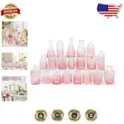 Set of 20 Pink Glass Bud Vases - Vintage Mini Decor for Weddings & Home