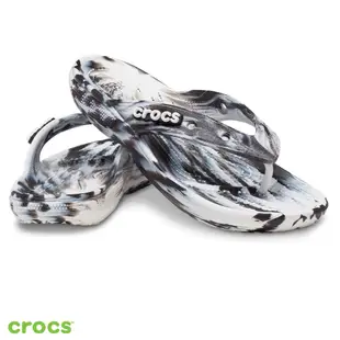 CROCS 男女 夾腳拖 拖鞋 防水 輕量 緩衝墊 經典人字拖 大理石花紋 運動達人