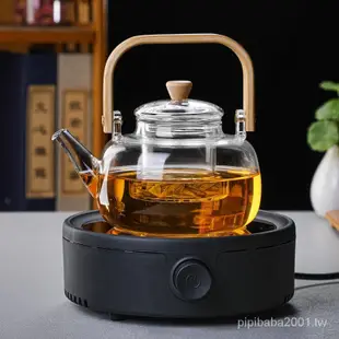 貝順玻璃提樑壺電陶爐加熱煮茶壺套裝耐熱黑茶壺家用泡茶壺養生燒