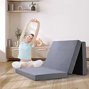 Mona Folding Mattress Bedding Foldable Tri-fold Sofa Lounge Floor Mat Pad Portable Mattress Foam for Camping Travel Sleeping, Sofa Bed Pad Home Office Velvet Fabric, Single