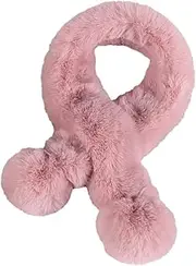 [LIFKOME] Scarf Winter Neckerchief Fluffy Collar Warm Neckerchief Cross Tie Collar Christmas Party Costume Supplies Faux Fur Neck Warm Winter Scarves Plush Pink