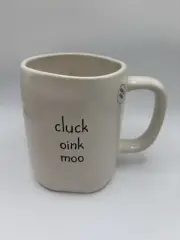 Rae Dunn Farm Line - CLUCK, OINK, MOO - White Ceramic Mug-Rooster/Pig/Cow
