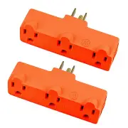 2 Pack - 3 Outlet Grounding Adapter Outlet Wall Plug Splitter Turn 1 to 3 Plug