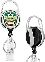 Jupswan Badge Reels Holder Retractable Keychain Heavy Duty with ID Clip for Key Card Name Tag Cute Funny Cartoon Nurse Work Office Key Retractor Leash Black Metal Carabiner Belt Clip ZJK250