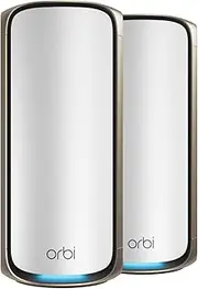 NETGEAR Orbi 970 Series Quad-Band WiFi 7 Mesh Network System (RBE972S), Router + 1 Satellite Extender, Security Features, Up to 27 Gbps, Covers up to 440 sq. m., 200 Devices, 10 Gig Internet Port