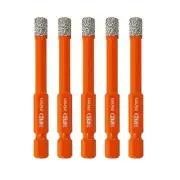 BGTEC Dry Diamond Drill Bits 5pcs 1/4" with Quick Change Hex Shank for Granit...