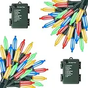 Battery Operated Christmas Lights, 2 Pack 50 LED 16FT Waterproof Battery Lights, Outdoor Indoor 8 Modes Multi Color Mini Christmas Lights String, Garden Party Wedding Holiday Decoratio
