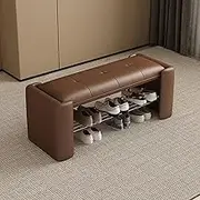 Shoe Rack Shoe Bench Ottoman Bench End of Bed Bench Storage Bench Modern Upholstered Shoe Changing Stool Entryway Bench for Living Room Bedroom Hallway Window Corne(Brown,100 * 40 * 40cm)