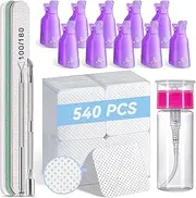 TsMADDTs Nail Polish Gel Remover Tools Kit with Lint Free Wipes, Nail Clips, 100ml Nail Polish Remover Bottle, Cuticle Pusher/Peeler, File, Buffer Block