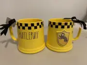 Rae Dunn Harry Potter Hufflepuff Yellow Mug Hogwarts Double Sided NEW