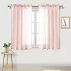 Sheer Curtains Semi Transparent Voile Rod Pocket 52 x 45 inch Blush Pink