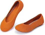 [Frank Mully] Women's Ballet Flats Round Toe Walking Flats Slip On Work Shoes Knitted Flats Shoes for Woman Soft Lightweight