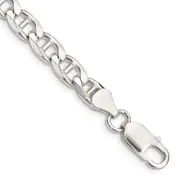 8 Inch Sterling Silver 6.5mm D/C Flat Anchor Curb Chain