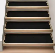 Set of 15 ATTACHABLE Carpet Stair Treads 8"x27" BLACK runner rugs