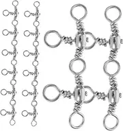 Zerodeko 20pcs Heavy Duty Fishing Swivels Split Ring Swivels for Sea Fishing Anti-wear Barrel Snap Hooks Tackle Accessories for Saltwater