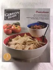 Gibson Home Chip and Dip Set Red White Blue NIB