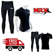 MRX Mens Compression Set Tights & Shirts Base Layer Thermal Training Cycling Gym
