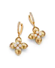 Roberto Coin 18K Yellow Gold Love in Verona Diamond Flower Drop Earrings - Exclusive