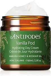 Antipodes Vanilla Pod Hydrating Day Cream – Anti Aging Face Moisturiser For Dry Skin – with Rosehip Oil, Avocado Oil & Antioxidant Skincare Ingredients – Dry Skin & Normal Skin – 60ml