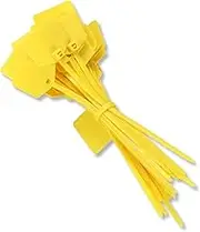 4 in Marker Nylon Cable Ties, Plastic Water Proof Tags, Self-Locking Written-on Cable Marker, Security Seals Label for Cabling, Wire Marking Label, Shipping Hanging Tags - Yellow/ 100pcs