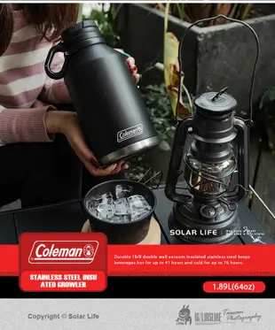 Coleman GROWLER不鏽鋼保溫水壺1.89L 黑 CM-49797 保溫壺保冰桶 不鏽鋼 (7.7折)