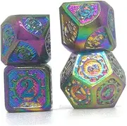 BCOATH 7pcs Creative Alloy Dice Numbers Digital Multi-Faceted Dice Portable for Ages