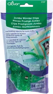 3157 24-Piece Jumbo Wonder Clips with Seam Allowance Markings, 2-1/4-Inch, Green
