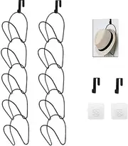 10 Pack Hat Rack Hanger Holder Organizer Stand Closet Hanging Baseball Cap Display Storage Rack for Scarves Handbags Towels Clothes Ties Over Door Adhesive Wall Mounted w Hanging Hook Black (black)