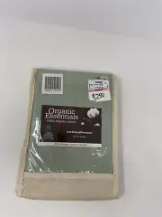 250 Thread Count Sateen Organic Essentials Two King Pillowcases NEW Green