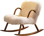 YVYKFZD Comfy Nursery Rocking Chair, Upholstered Glider Chair, Solid Wood Lounge Chair with High Backrest, for Nursing Baby, Reading, Load Capacity 140kg (Color : Beige B)
