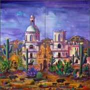 Mission Tile Backsplash Ceramic Mural Libby Southwest Art SLA007