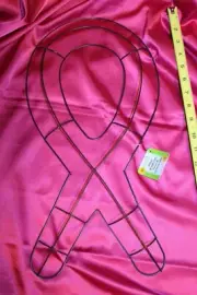 Wire Breast Cancer Awareness Ribbon Wreath Form Metal 19" DIY Craft Mesh NWT