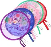 MOKKHNB 5Pcs Floral Round Handheld Fan Portable Foldable Cooling Fans for Summer Parties Friendly Design for Outdoor Games Travel Vibrant Colors