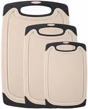 Cutting Board for Kitchen (Set of 3), BPA Free Food Safe Wheat Straw PP Material, 3 Piece Chopping Boards Set, Dishwasher Safe, Juice Groove Non-Slip Design with Easy Grip Handle (Beige)
