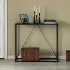 Modern Display Metal Console Table, for Dining, Entryway and Hallway, Black