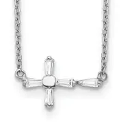 Sterling Silver Cz Cross Necklace