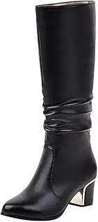[SBGMoSJ] Cowboy Boots Knee High Wide White Cowboy Boots Black Heel Black Leather Ladies Knee High Boots Womens Low Heel Boots Knee High Womens Country Boots Wide Calf