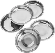 VALICLUD 5pcs Stainless Steel Sauce Dishes Round Dipping Plates for Soy Sauce Appetizers and Snacks Compact Stain Resistant Easy to Clean for Home Hotel and Restaurant Use