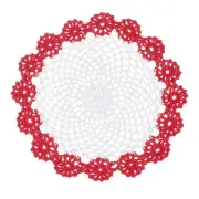 1Pcs Crochet Handmade Doilies 8.2" Placemats Lace Coasters White, Red