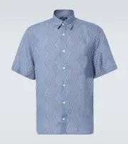 [Frescobol Carioca] Frescobol Carioca Castro printed linen shirt UK 16 blue