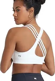 [POPSUGAR] Sports Bra for Women, Criss-Cross Back Padded Strappy Yoga Bra Workout Tops with Medium Support and Removable Cups