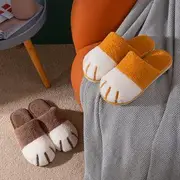 Cat's Paw Fleece Home Slippers Light Gray - 42-43