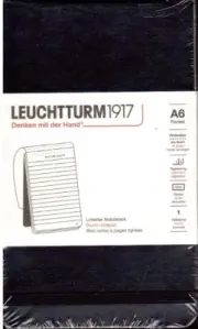 Leuchtturm1917 A6 Pocket size Ruled Notepad Black Hardcover NEW 184 Pages 80gsm