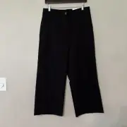 Ann Taylor Womens Wide Leg Crop Dress Pants Size 8 Black High Rise Stretch Work