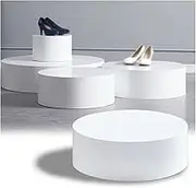 Cylinder Pedestal Stands, Wood Round Bridal Shop Platform for Display, Plinths Dessert Table Display for Backdrop Decor Wedding(60x20cm)