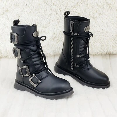 Bolt 265 Goth Combat Biker Ankle Boots Black Matte Men Sizes IN HOUSE NY DEMONIA