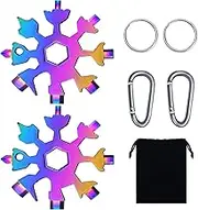 2 Pack 18 in 1 Snowflake Multi Tool, Stainless Steel Bottle Opener, Flat Head Phillips Screwdriver Wrench, Portable Pocket Multifunction Tool for Outdoor Travel Camping, Special Gifts for Men.