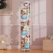 Flarelyare Stuffed Animal Storage Tube,Stuff Animal Organizer,Stuffed Animal Zoo Storage Bucket,Stuffed Animal Zoo Storage, PET Transparent Bucket with Zipper for Kids (White)